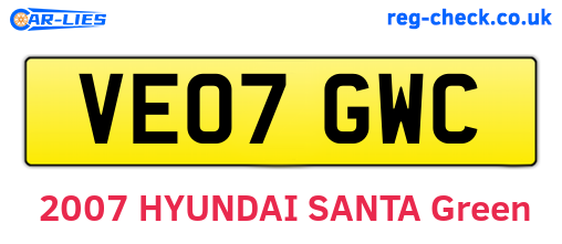 VE07GWC are the vehicle registration plates.