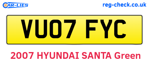 VU07FYC are the vehicle registration plates.