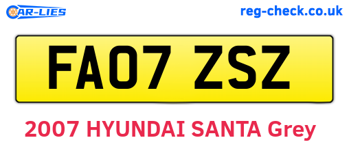 FA07ZSZ are the vehicle registration plates.