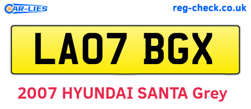 LA07BGX are the vehicle registration plates.