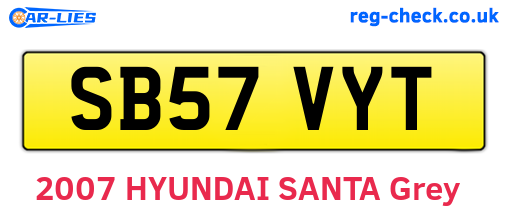SB57VYT are the vehicle registration plates.