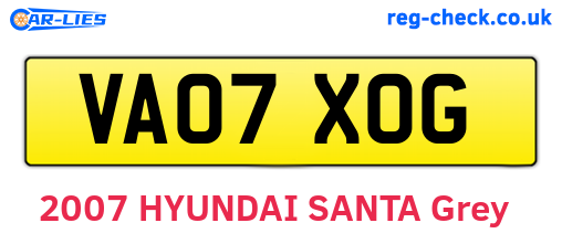VA07XOG are the vehicle registration plates.
