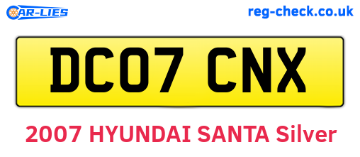 DC07CNX are the vehicle registration plates.