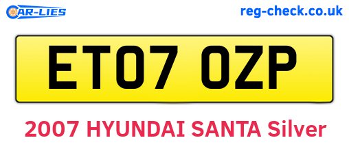 ET07OZP are the vehicle registration plates.
