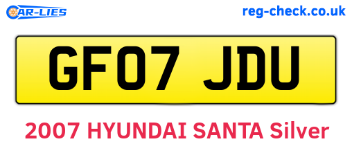 GF07JDU are the vehicle registration plates.
