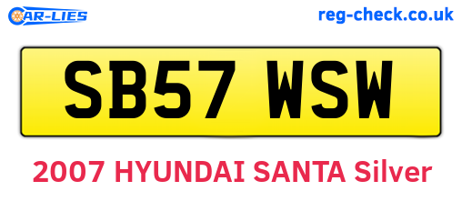 SB57WSW are the vehicle registration plates.
