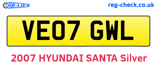 VE07GWL are the vehicle registration plates.