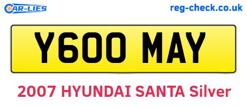 Y600MAY are the vehicle registration plates.