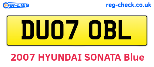 DU07OBL are the vehicle registration plates.