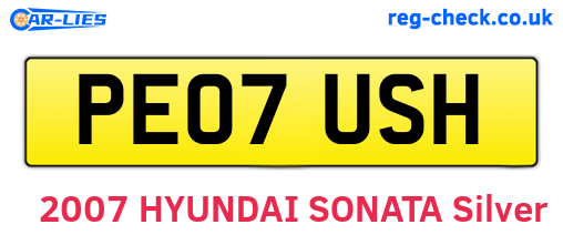 PE07USH are the vehicle registration plates.
