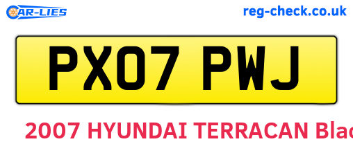 PX07PWJ are the vehicle registration plates.