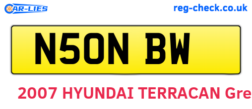 N50NBW are the vehicle registration plates.