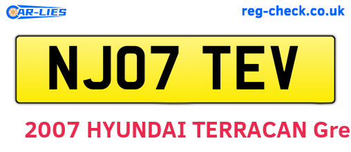 NJ07TEV are the vehicle registration plates.