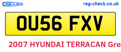 OU56FXV are the vehicle registration plates.