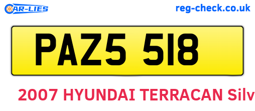 PAZ5518 are the vehicle registration plates.