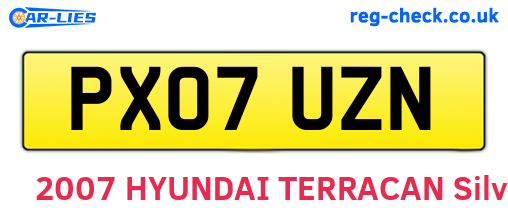 PX07UZN are the vehicle registration plates.