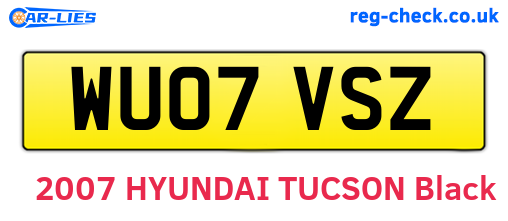 WU07VSZ are the vehicle registration plates.