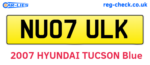 NU07ULK are the vehicle registration plates.