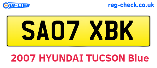 SA07XBK are the vehicle registration plates.