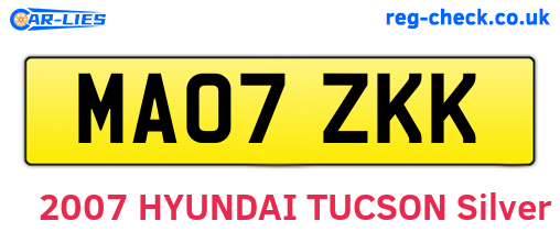 MA07ZKK are the vehicle registration plates.