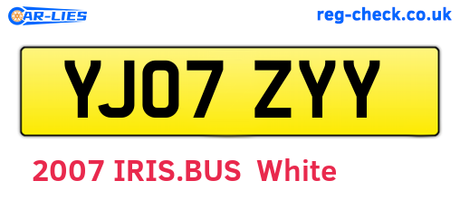 YJ07ZYY are the vehicle registration plates.