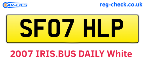 SF07HLP are the vehicle registration plates.