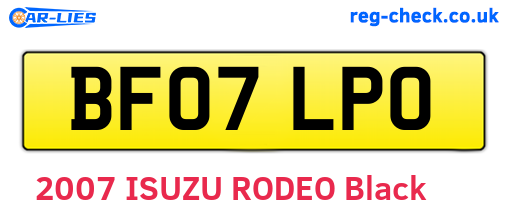 BF07LPO are the vehicle registration plates.
