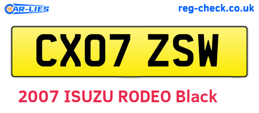 CX07ZSW are the vehicle registration plates.