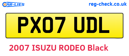 PX07UDL are the vehicle registration plates.