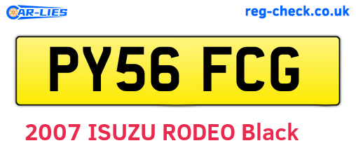 PY56FCG are the vehicle registration plates.
