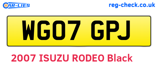 WG07GPJ are the vehicle registration plates.