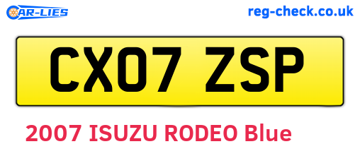 CX07ZSP are the vehicle registration plates.