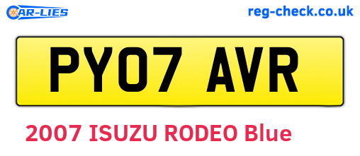 PY07AVR are the vehicle registration plates.