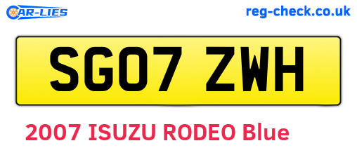 SG07ZWH are the vehicle registration plates.