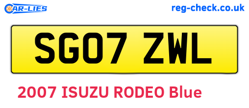 SG07ZWL are the vehicle registration plates.