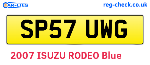SP57UWG are the vehicle registration plates.