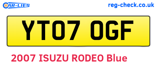 YT07OGF are the vehicle registration plates.