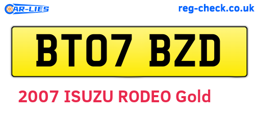 BT07BZD are the vehicle registration plates.