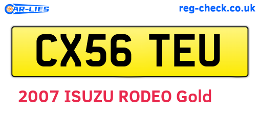CX56TEU are the vehicle registration plates.