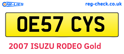 OE57CYS are the vehicle registration plates.