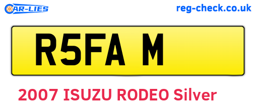 R5FAM are the vehicle registration plates.