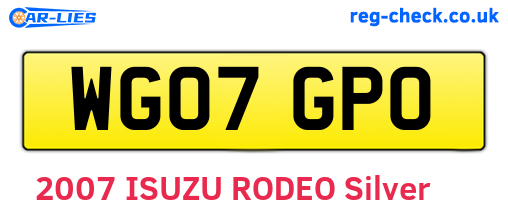 WG07GPO are the vehicle registration plates.