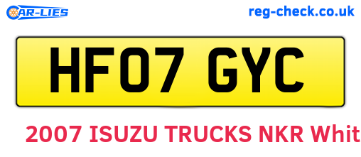 HF07GYC are the vehicle registration plates.