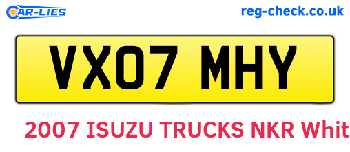 VX07MHY are the vehicle registration plates.