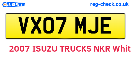 VX07MJE are the vehicle registration plates.