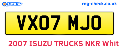 VX07MJO are the vehicle registration plates.
