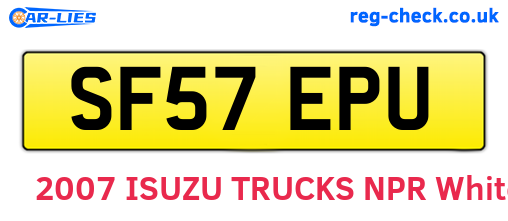 SF57EPU are the vehicle registration plates.