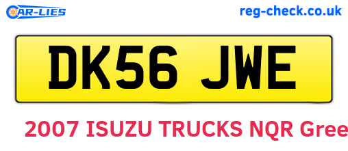 DK56JWE are the vehicle registration plates.