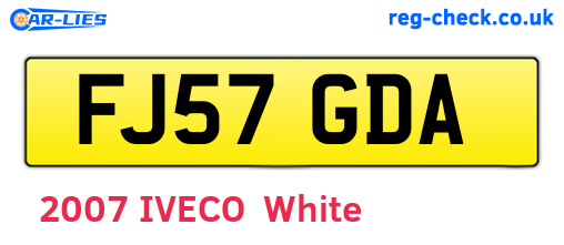 FJ57GDA are the vehicle registration plates.