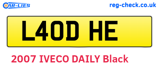 L40DHE are the vehicle registration plates.